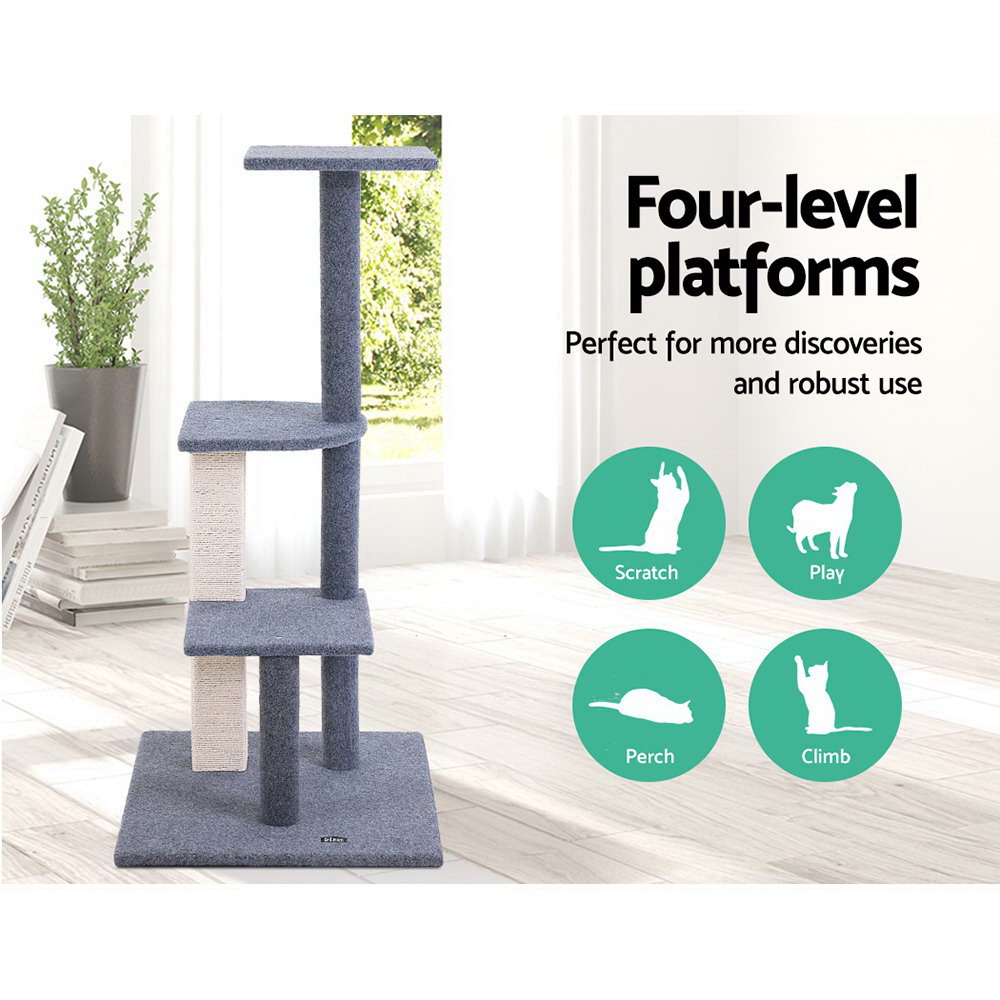 i.Pet Cat Tree 124cm Scratching Post Tower Scratcher Trees Wood Condo Board โ image 4