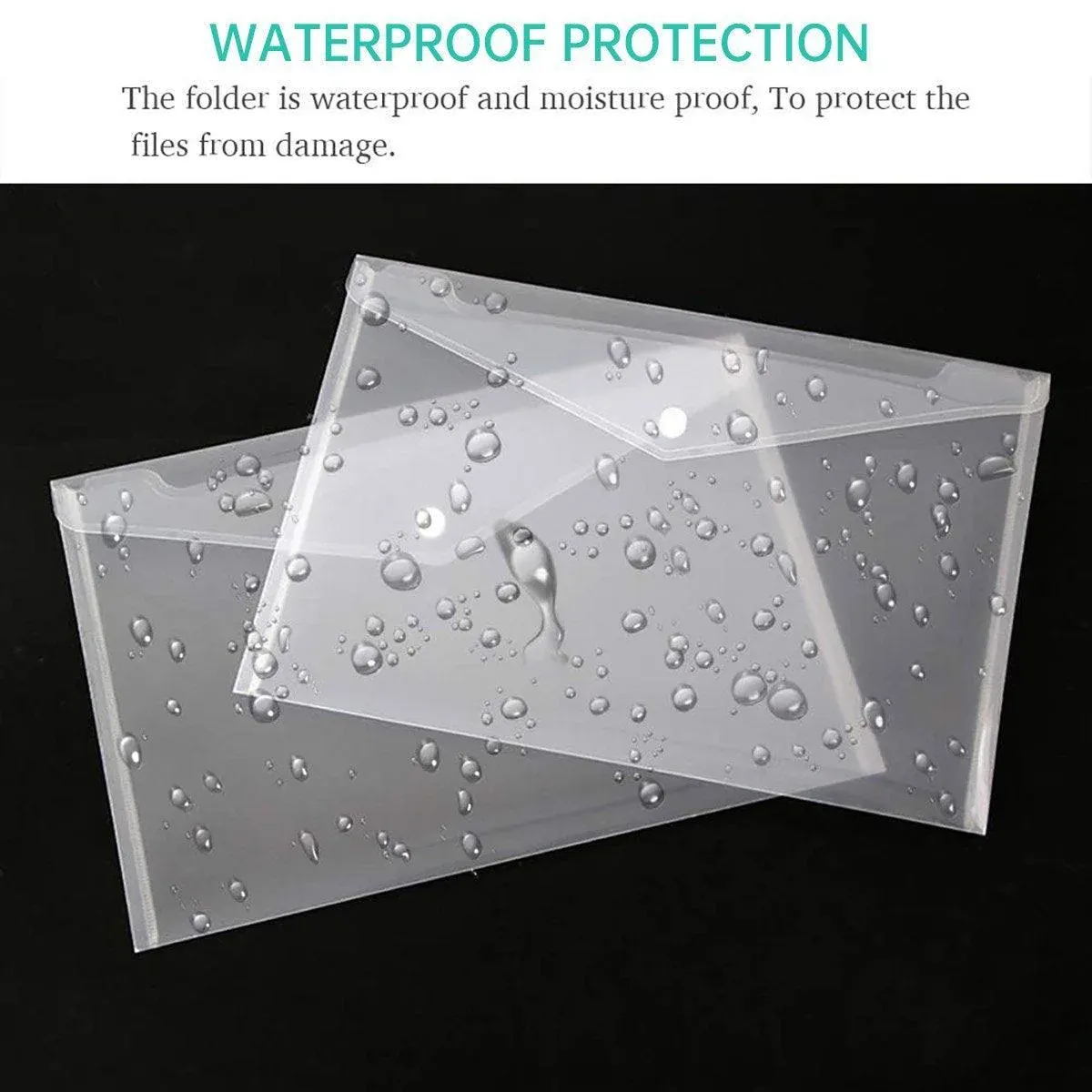 12pcs A4 Plastic File Bag Translucent Document Storage Pouch with Button Closure — image 5
