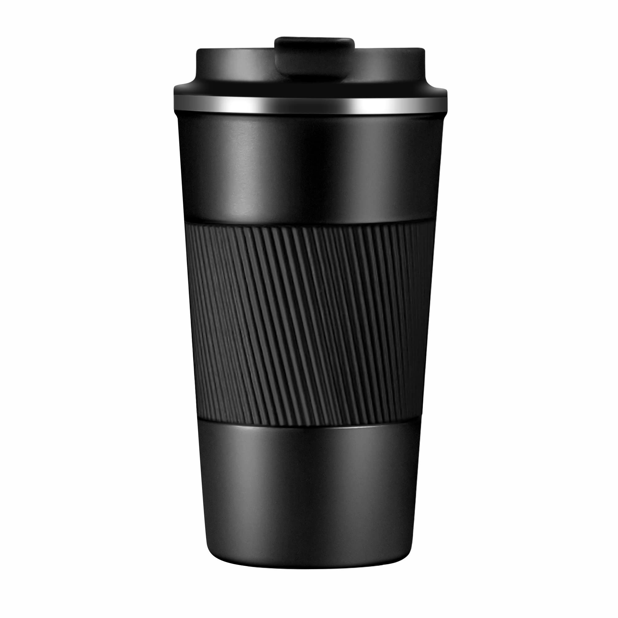 Coffee Travel Mug,Double Walled Insulated Vacuum Coffee Tumbler With Leakproof Flip Insulated Coffee Mug, For Hot And Cold (Black)