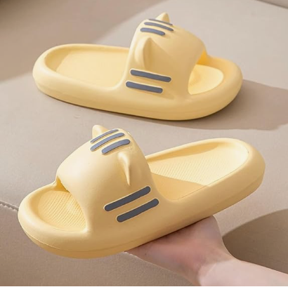 Women’s Slides Cute Bathroom Slippers Non-Slip Cartoon Cat Shaped Indoor Outdoor Summer Slippers(black,38-39) — image 6