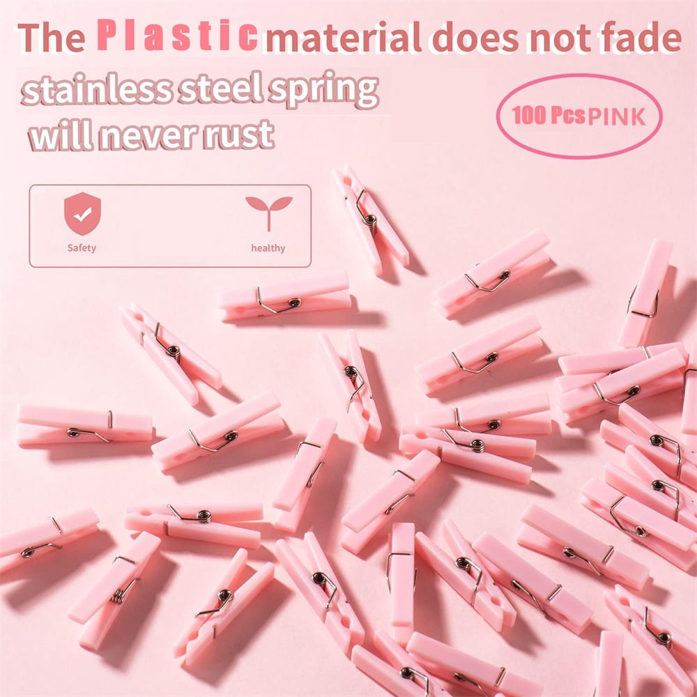 100Pcs Blue Clothes Pins for Baby Shower Game Mini Premium Plastic Clothespins Small Baby Shower Decorations for Party Gender Reveal Game DIY Pink — image 3