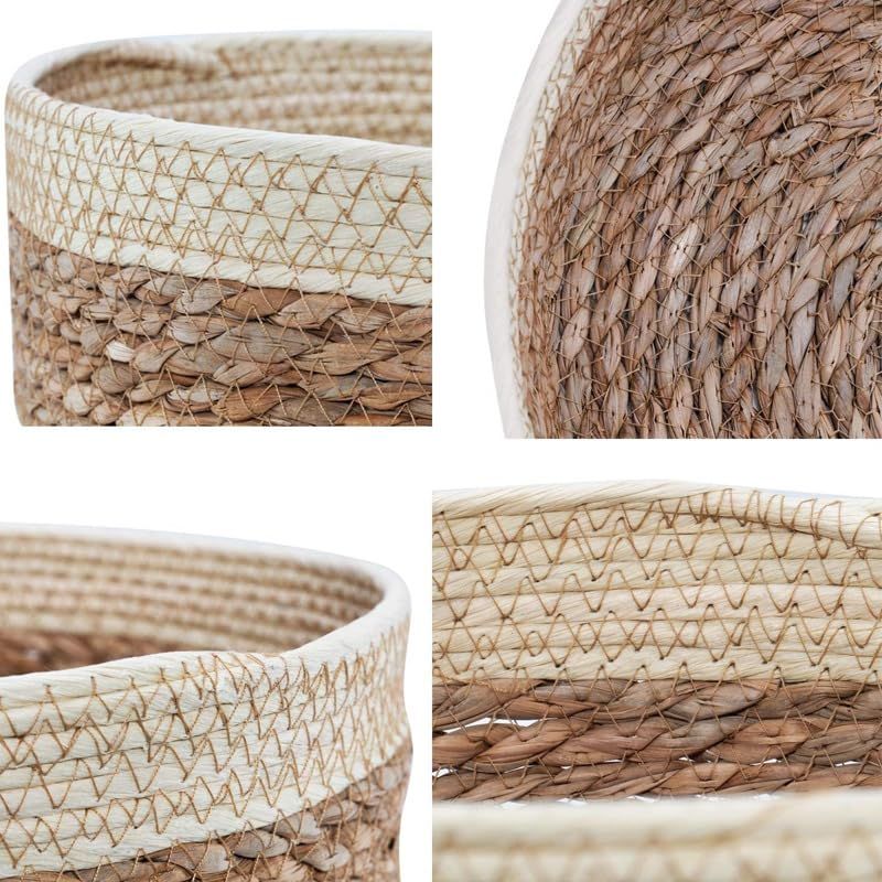 3pcsFruit and vegetable tray woven grass, storage basket woven basket, cosmetics storage rushed grass snacks storage desktop — image 2