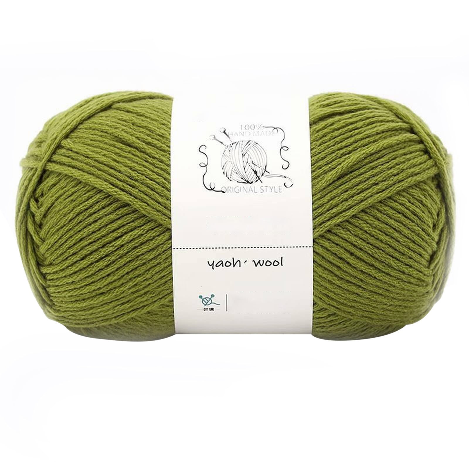 Hand-Knitted Yarn #2 Pure White, 1Pc100G Hand Woven Cotton Yarn Soft Crochet Yarn for Hand Knitting Warm Sweater Sofa Cushion Scarf Diy Ebony Green
