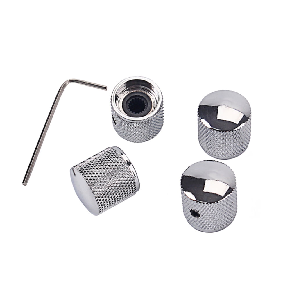 4Pcs Metal Hexagon Knobs for Guitar Volume Control Silver 1.8 x 0.73in — image 4