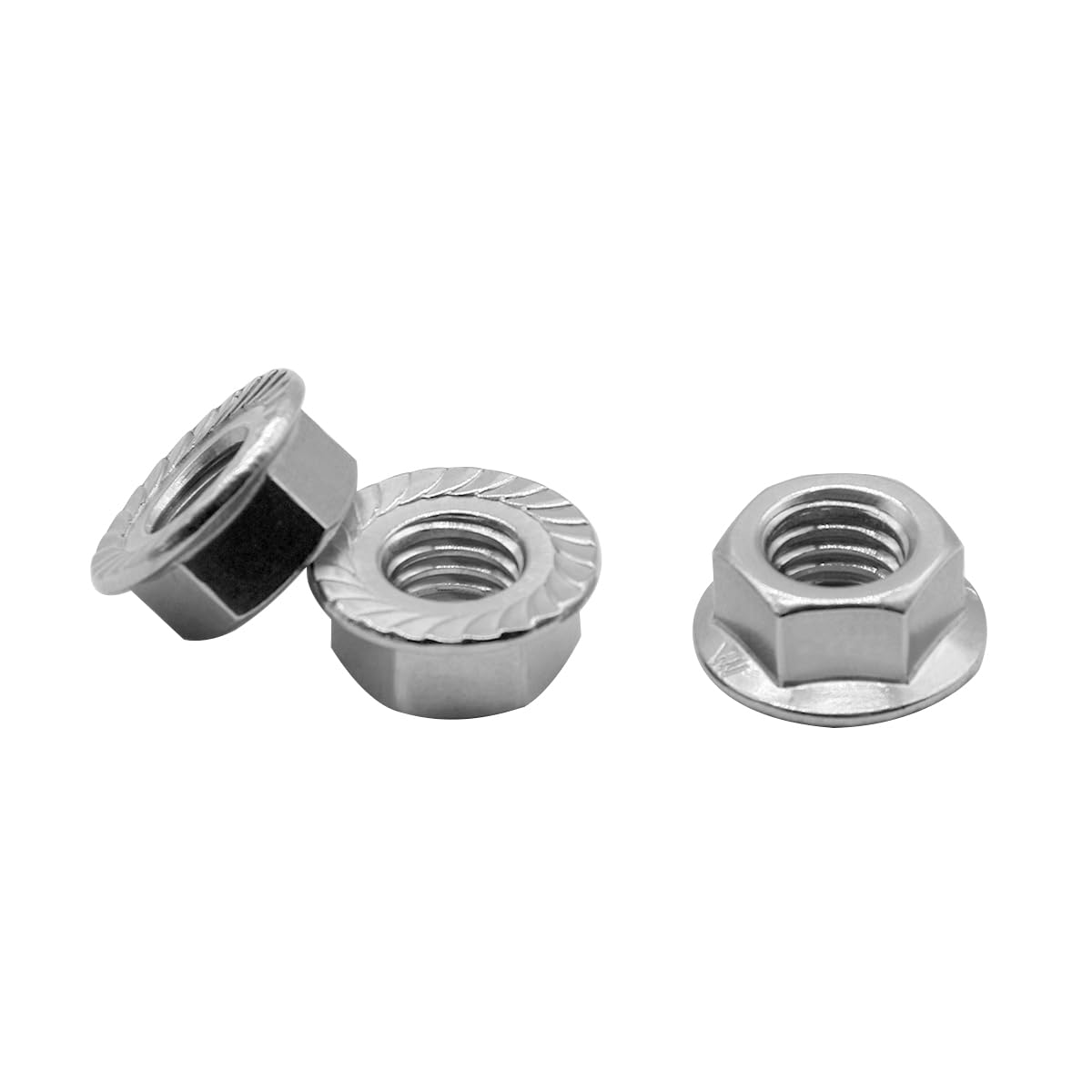 M5*0.8 Serrated Flange Hex Lock Nuts 304 Stainless Steel 18-8 Bright Finish (100PCS) โ image 5