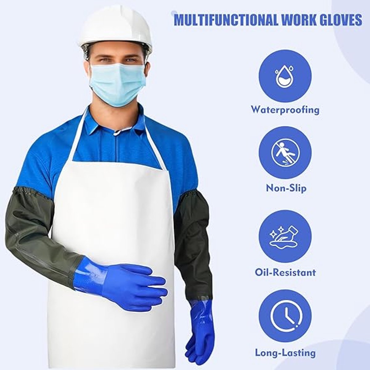 Long rubber Gloves - Waterproof gloves - Pond gloves - Car wash gloves - Clothing gloves - Care gloves - Waterproof/oil-resistant/acid- and alkali-resistant — image 2