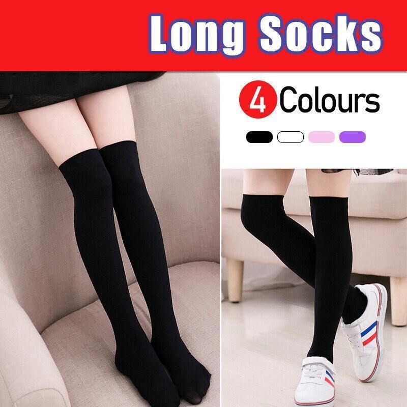 Womens Girls Long Socks Over Knee Thigh High Stockings Hosiery Tights Pantyhose - White โ image 2