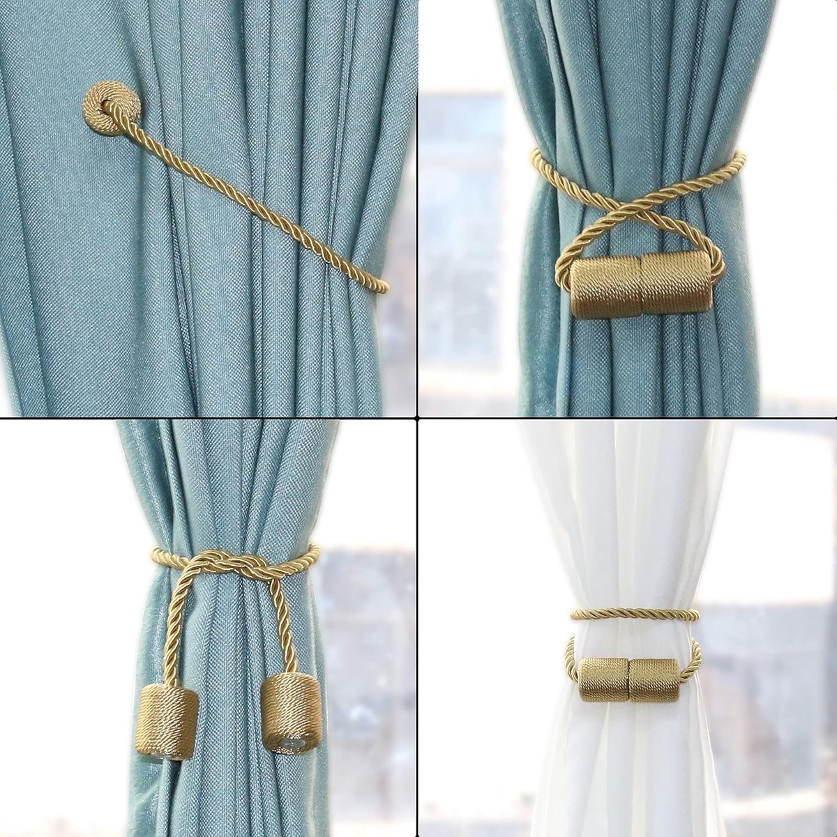 2 Pieces Magnetic Curtain Ties - Curtain Tieback Hook - Curtain Fasteners - Curtain Tieback - Magnetic Curtain Cord - Curtain Ties - Curtain Holders โ image 4