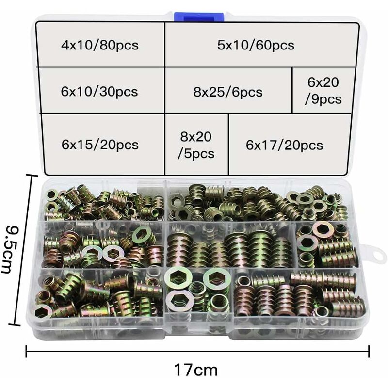 230 Pieces Zinc Alloy Hexagonal Threaded Insert Nuts, External Thread Nuts M4 M5 M6 M8 for Nut Tool Kit โ image 2