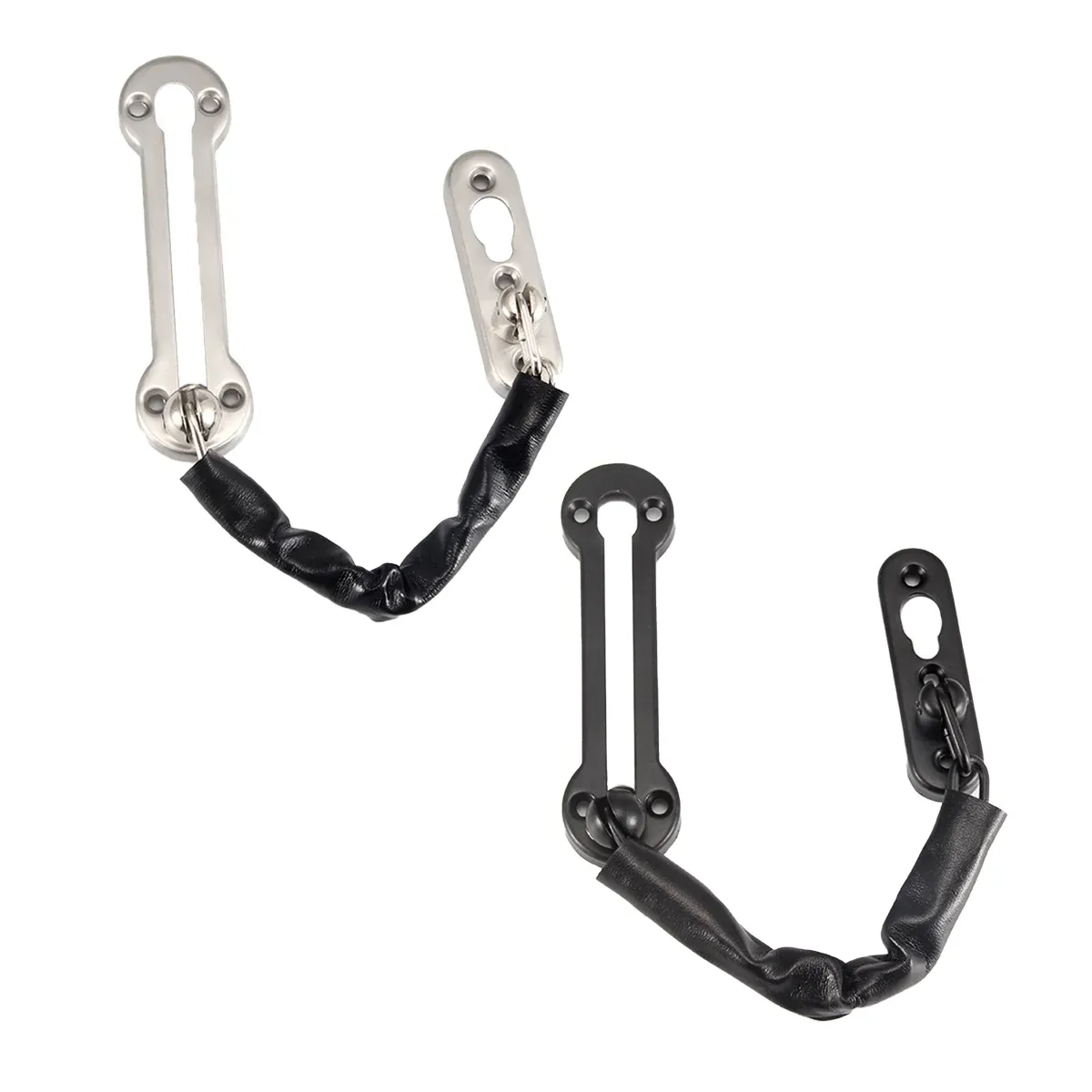 Home Security Door Chain Stainless Steel Guard Slide Screws Front Secure Catch - Black โ image 3