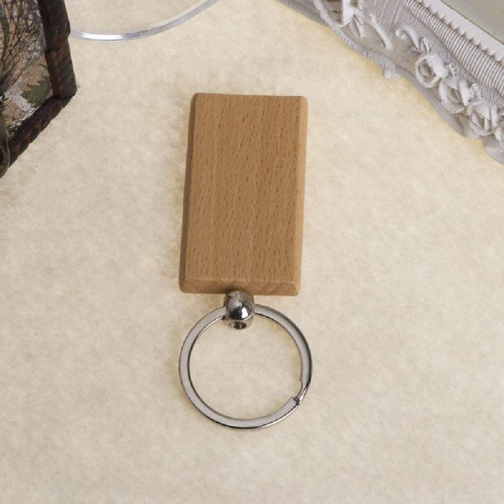 Pack Of 10 Blank Wooden Key Chain Personalized Wood Keychain Key Ring Key Tags DIY Keychain Supplies for Craft (rectangle) — image 4