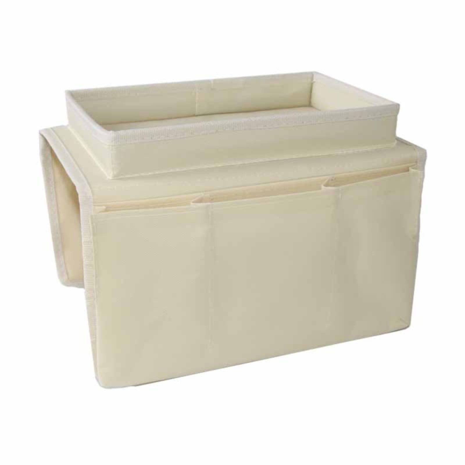 Sofa Armrest Organiser with Cup Holder, Remote Control Caddy with Storage Pockets for Recliners, Couches, Books and Tablets, Beige
