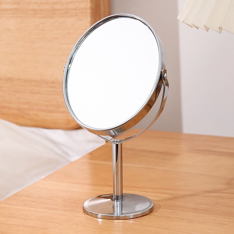 2 pcs Makeup Mirror Mini Women Beauty Makeup Cosmetic Mirror Oval Compact Dual Side Normal+Magnifying Mirror Silver โ image 3