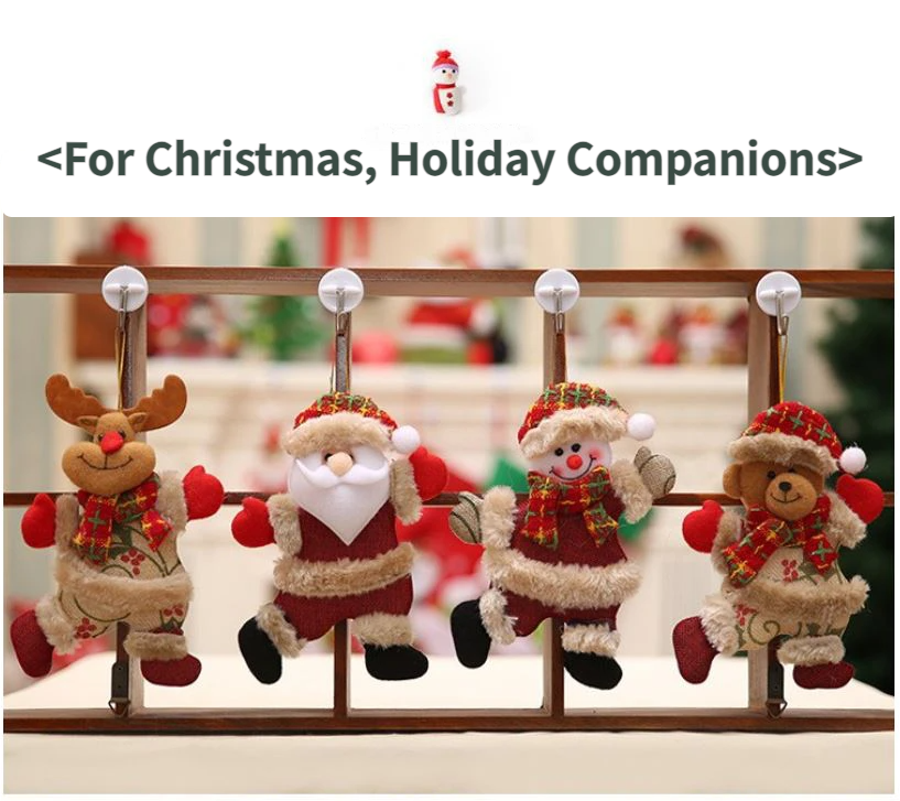 4-Piece Christmas Hanging Plush Ornaments Set - Khaki Santa Claus, Snowman, Reindeer & Bear Tree Decor, Christmas in July, Winter Christmas, Yulefest, Secret โ image 2