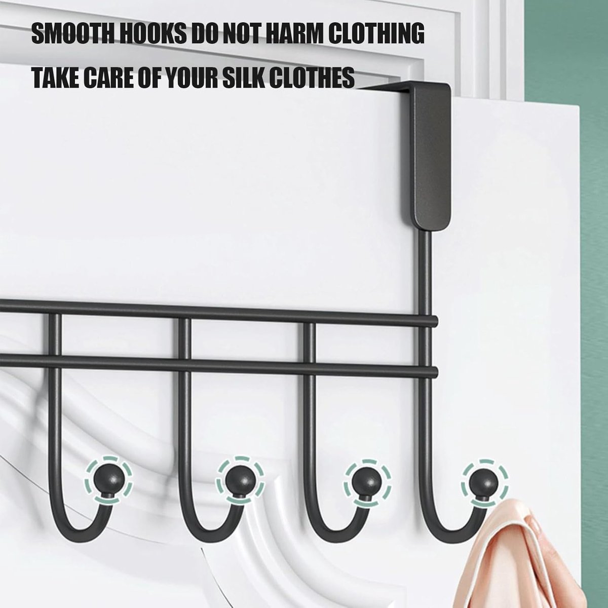 Door coat rack - Door clothes hooks - Towel holder - Wall coat rack - Door hook - Door hanger - Hanging door coat rack - Hanging hook - With 7 Hooks — image 2