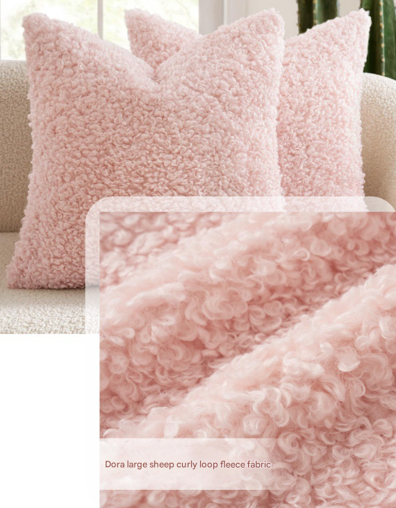 2 Pcs Red Cozy Teddy Boucle Cushion Cover - Plush Decorative Square Pillow Case for Sofa & Bed — image 5