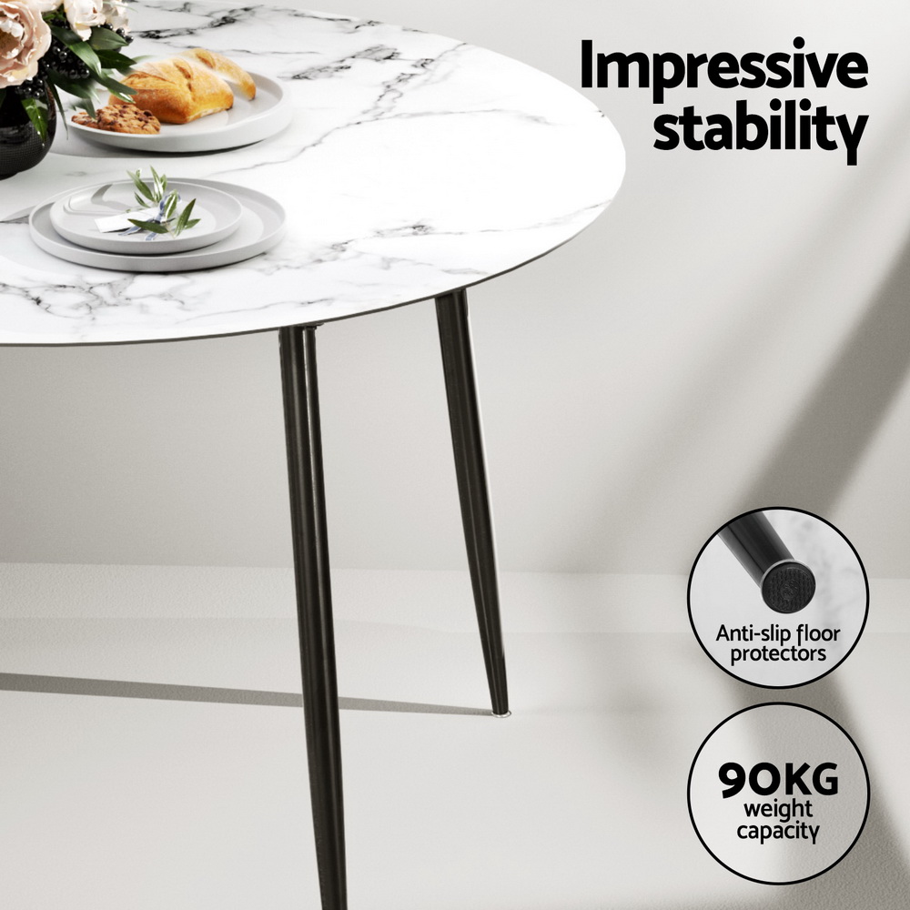 1 Artiss Dining Table and 4 Chairs Set Marble White — image 5