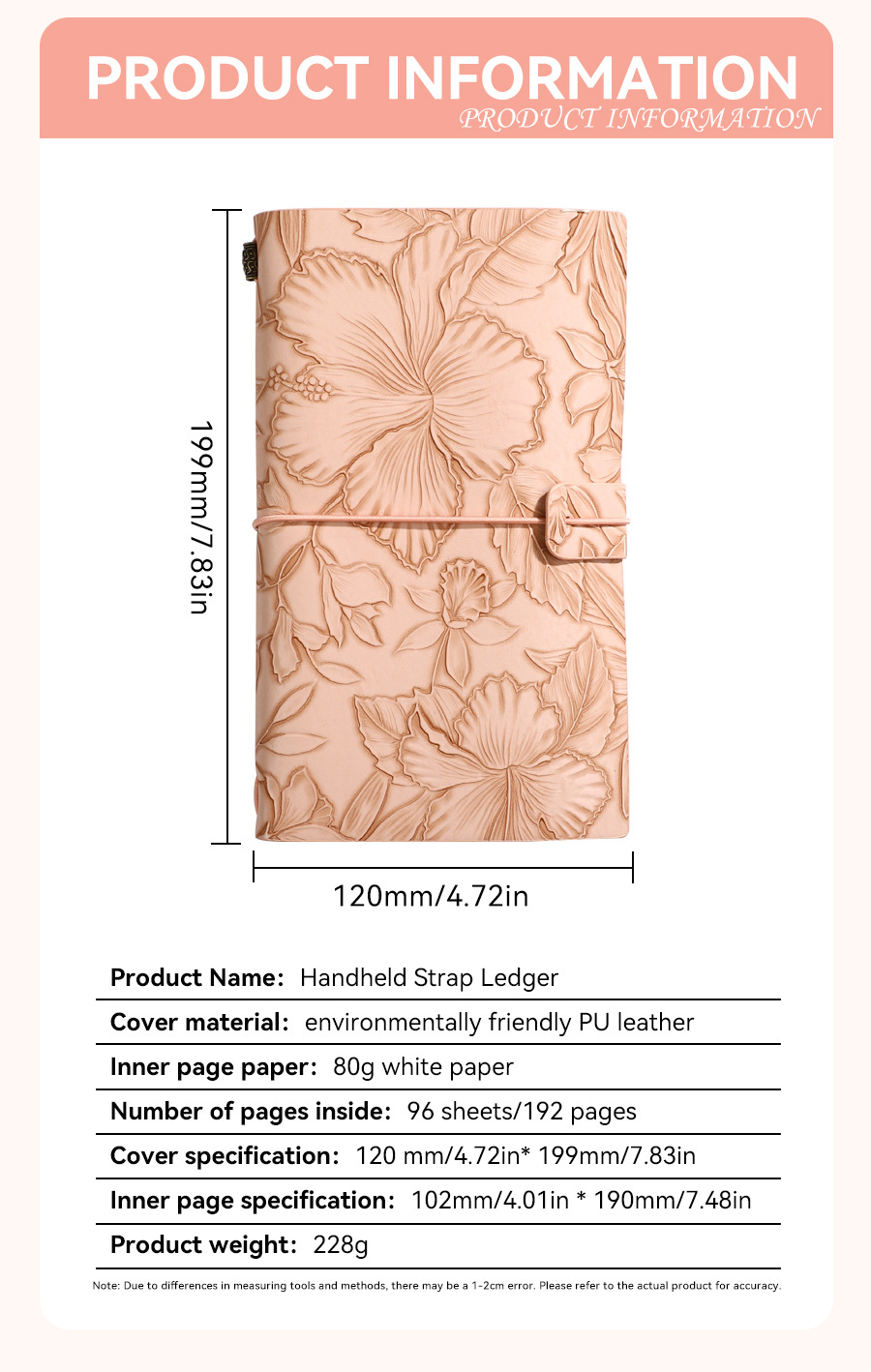 Dark blue 2-Pack Vintage Floral Embossed PU Leather Journals - 192 Pages Each โ image 2