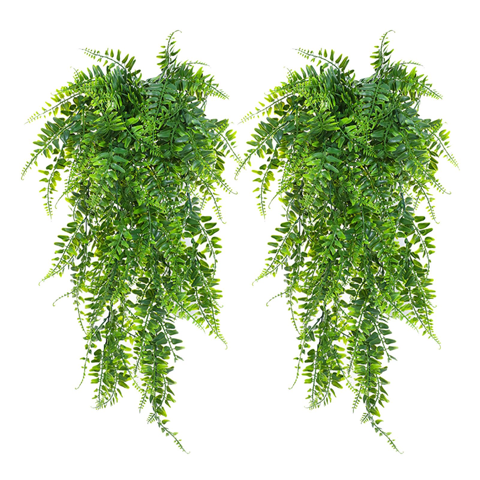 2pcs Artificial Hanging Plants Fern Plastic Green Fake Wall Hanging Ferns Plants for Garden Wedding Decoration