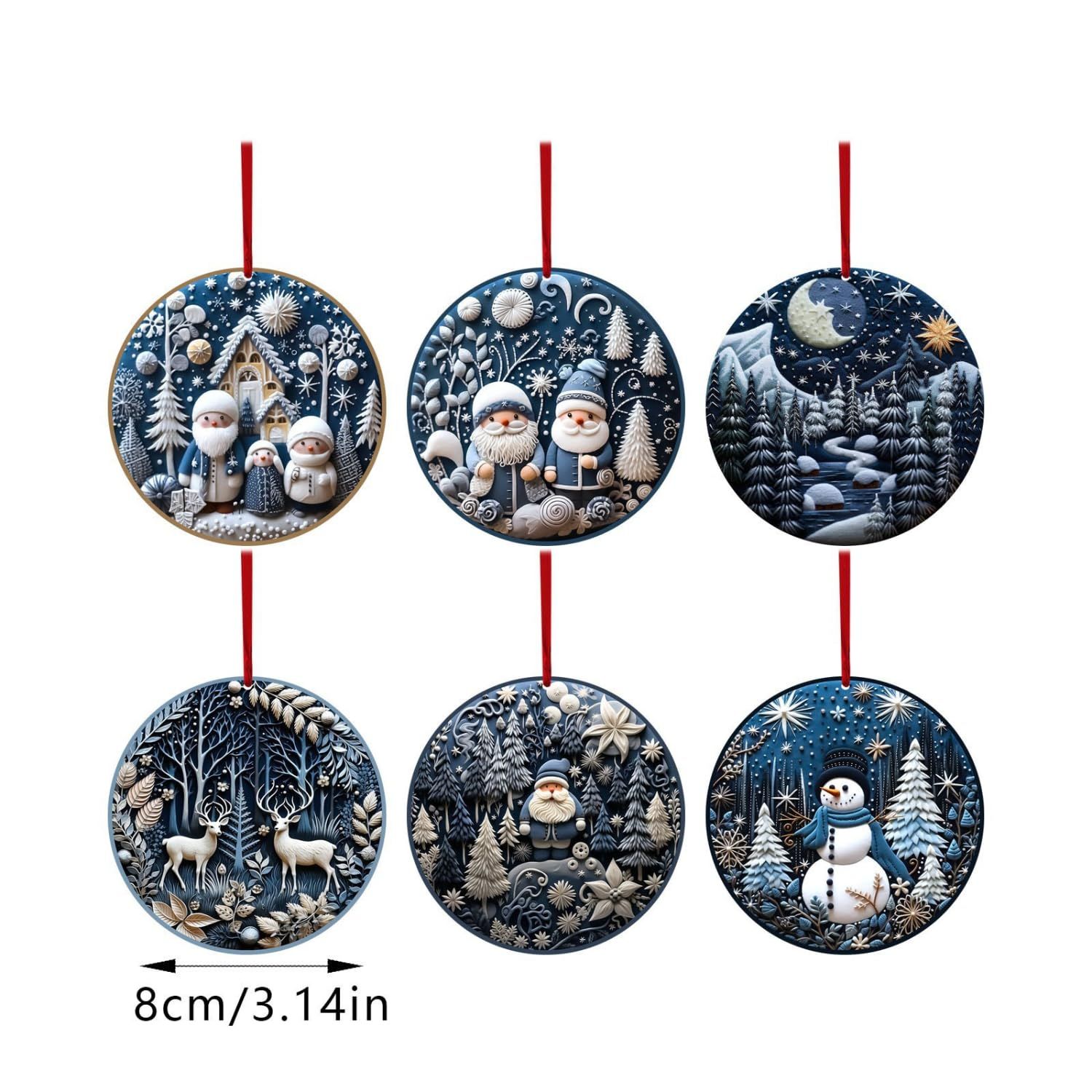 6Pcs Christmas Tree Hanging,Ornament Snowman Elk Christmas,Tree Decoration for Xmas Home DécorChristmas Hanging Ornament — image 2