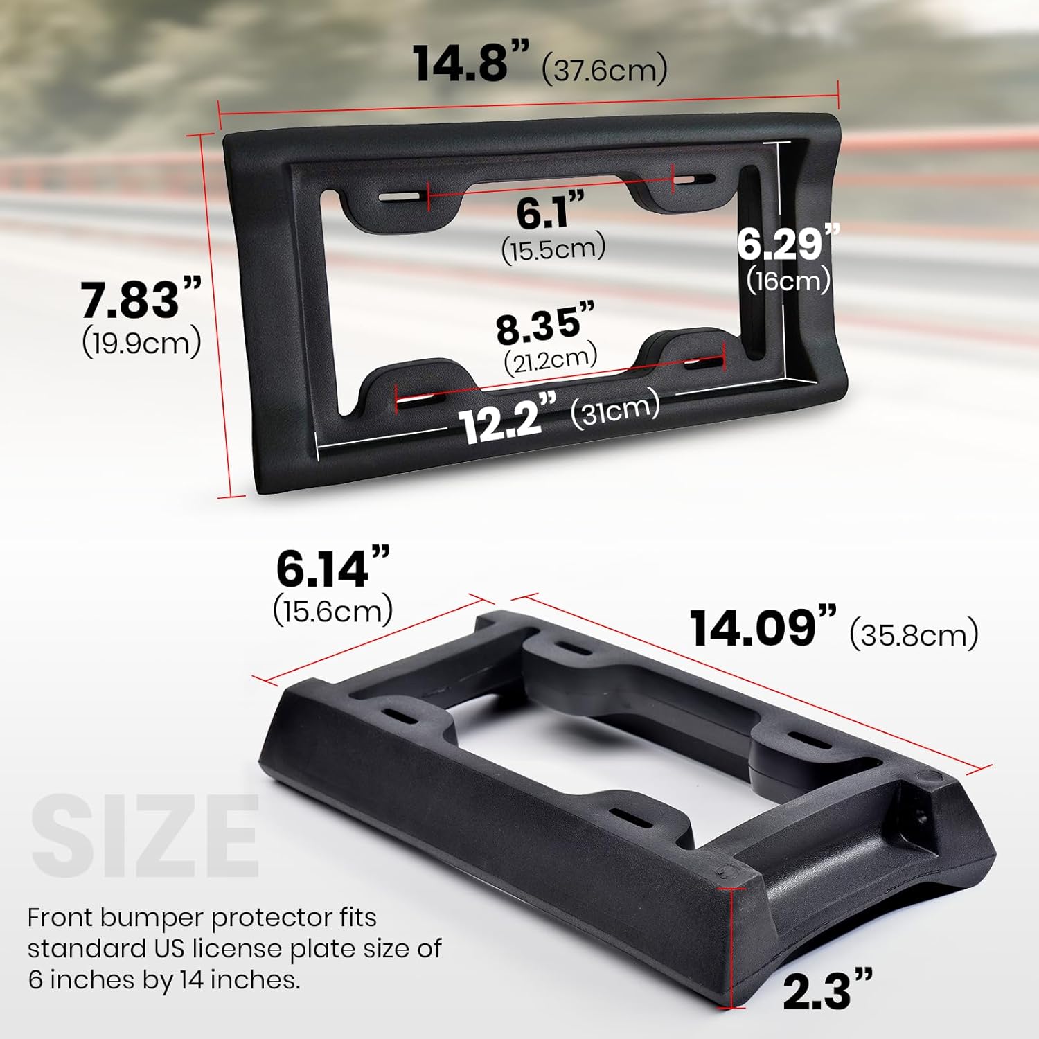 Ultimate License Plate Bumper Guard Screws Included - 2.3" Thick Rubber License Plate Mount Protects Bumper from Scratches and Dents - Universal Fit for Cars โ image 2