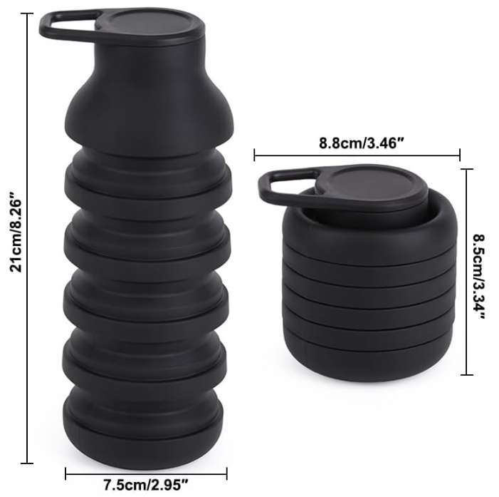 Collapsible Water Bottles, Reusable Water Bottle with Buckle, 600ml Silicone Leakproof Portable Bottle for Gym Camping Hiking Sports Outdoors, Travel — image 4