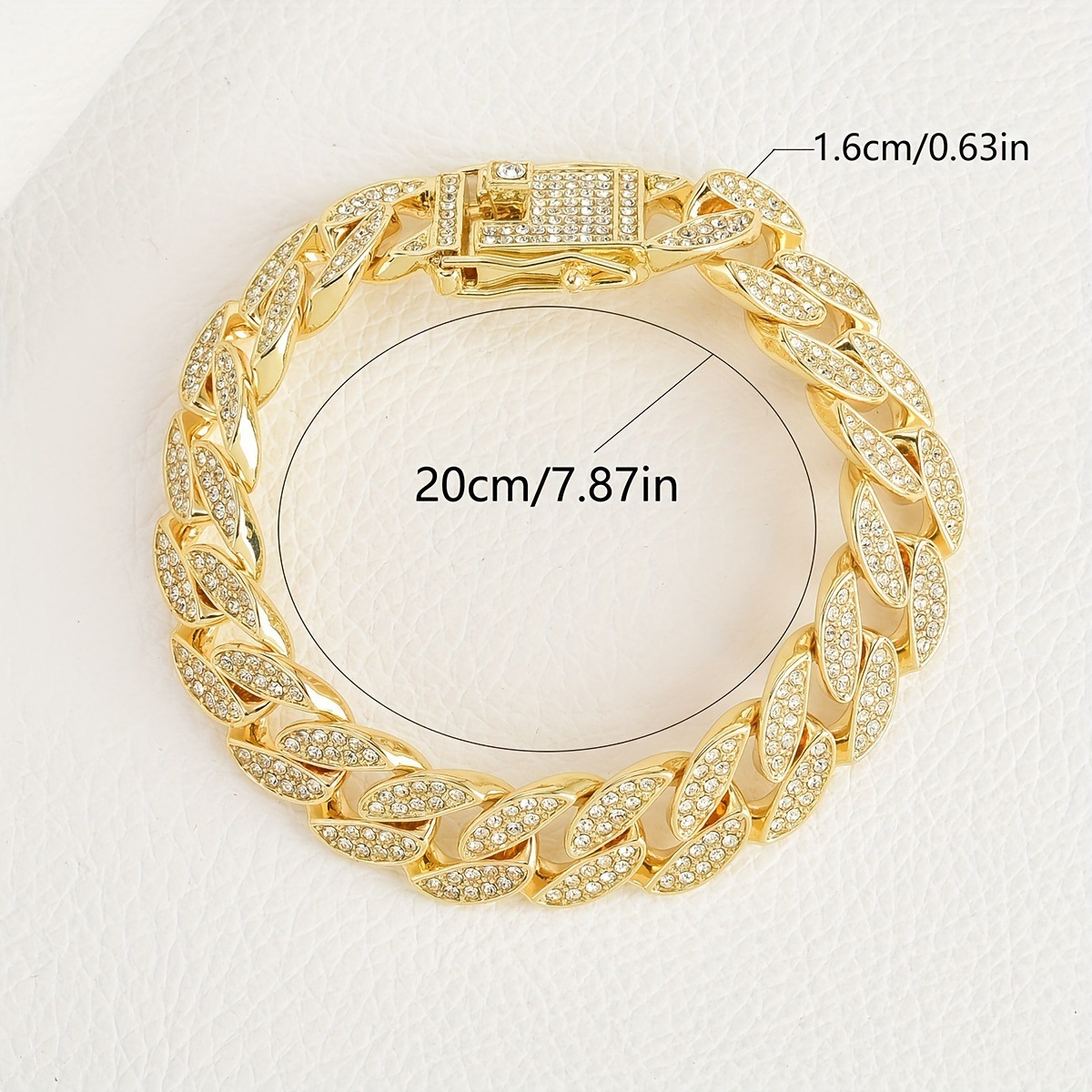 Gold 16mm Iced Out Cuban Link Bracelet - Heavy Paved Rhinestone Hip Hop Chain for Men โ image 2