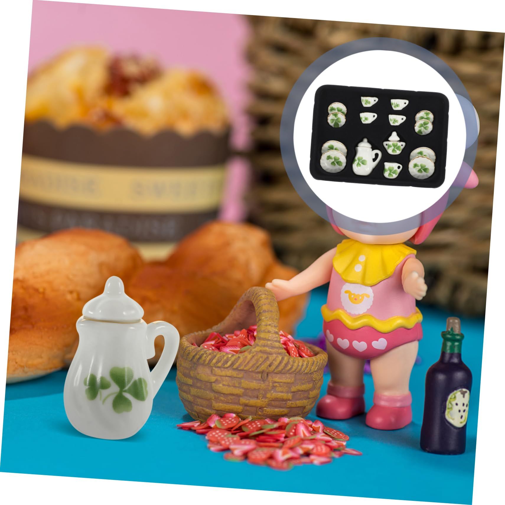 1 Set Doll House Tea Set Mini Doll House Decor Porcelain Dollhouse Accessories Tea Party Favor Mini Tea Cups and Saucers — image 4