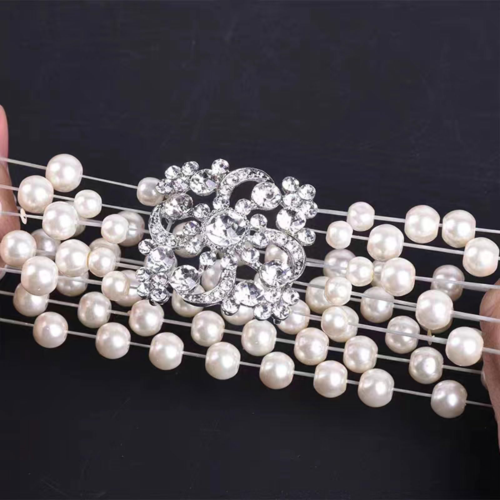 Bracelets for Women MultiLayer Pearl Bracelets for Women Pearl Jewelry Pearl Bracelet Crystal Rhinestone Bangle Bracelets — image 5