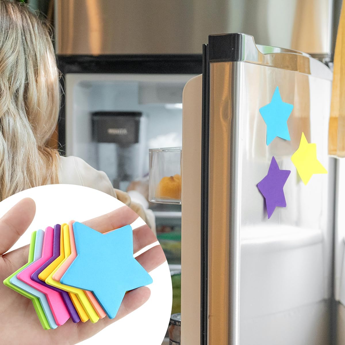 8 Color Star Shape Sticky Notes, 240 Sheets, Self-Sticky Note Pads for School Office Home — image 4