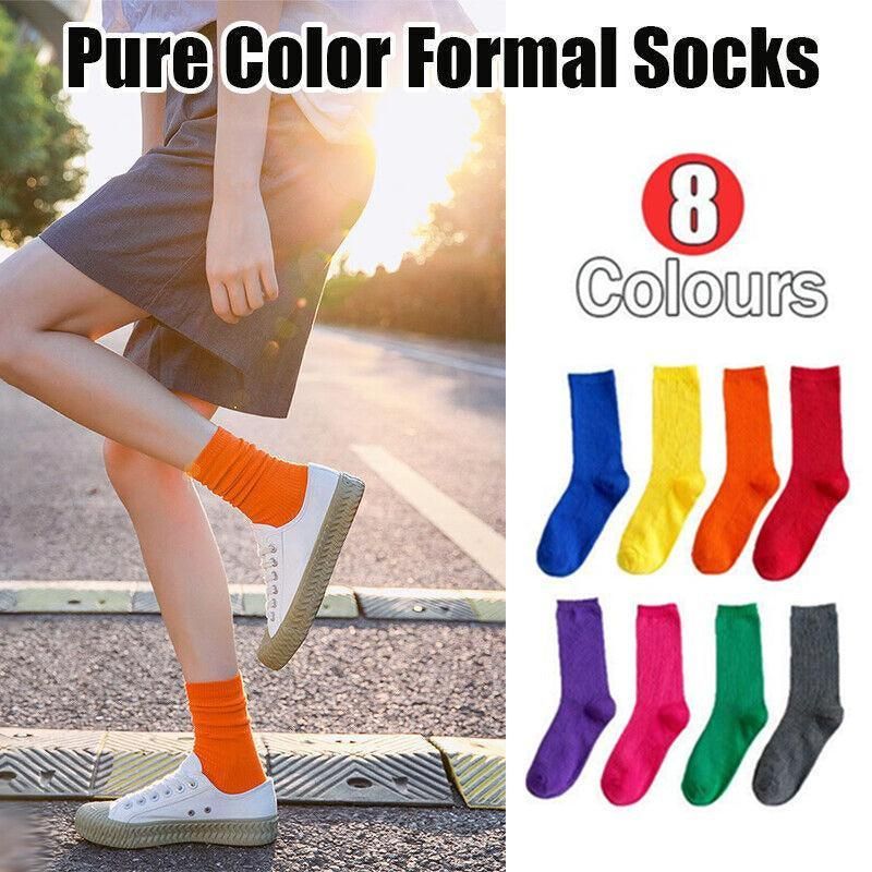 Olid Pure Colour Formal Socks Cotton Fashion Casual Breathable Crew Socks - Yellow 4 Pairs โ image 2