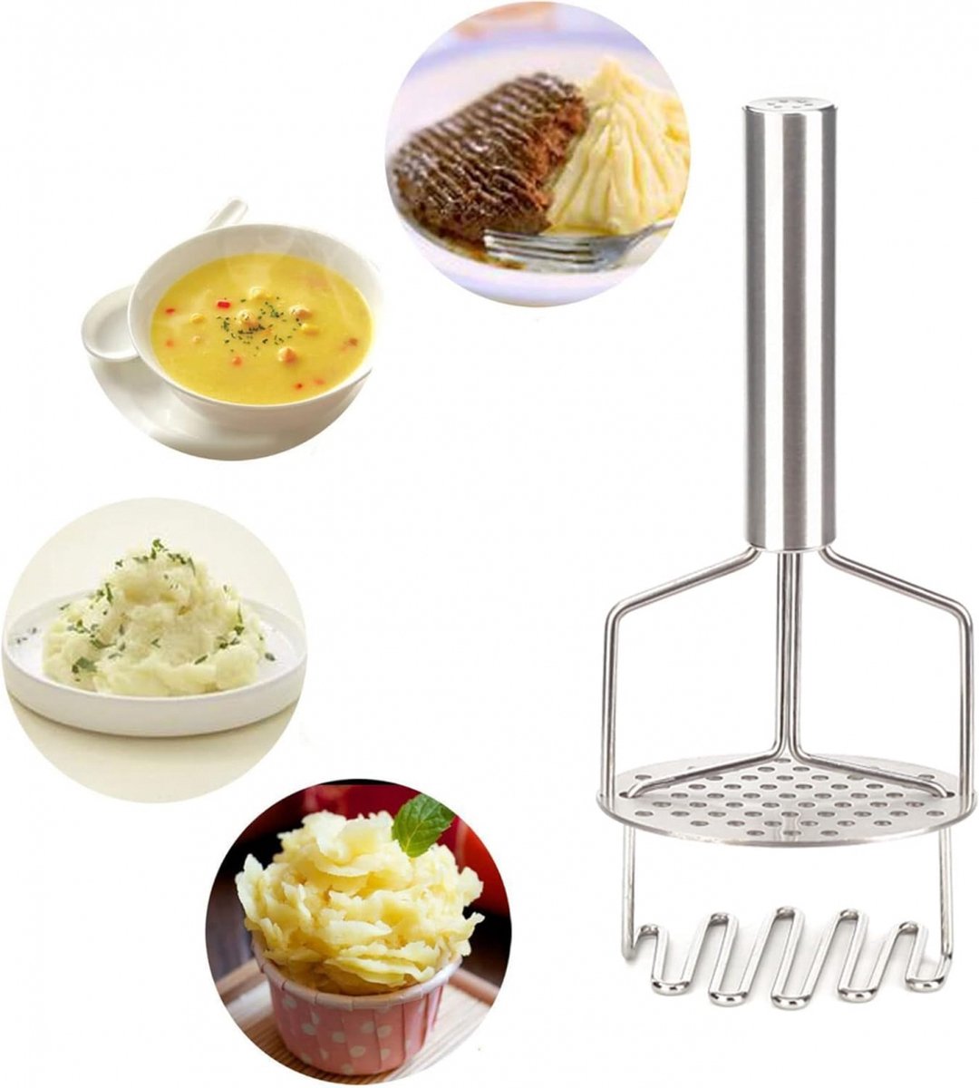 Potato Press - Stainless Steel - Potato Masher - Puree Squeezer - Non-Stick - Mashed Potato Masher - Double Layer Pressing - Dishwasher Safe - Robust and — image 2
