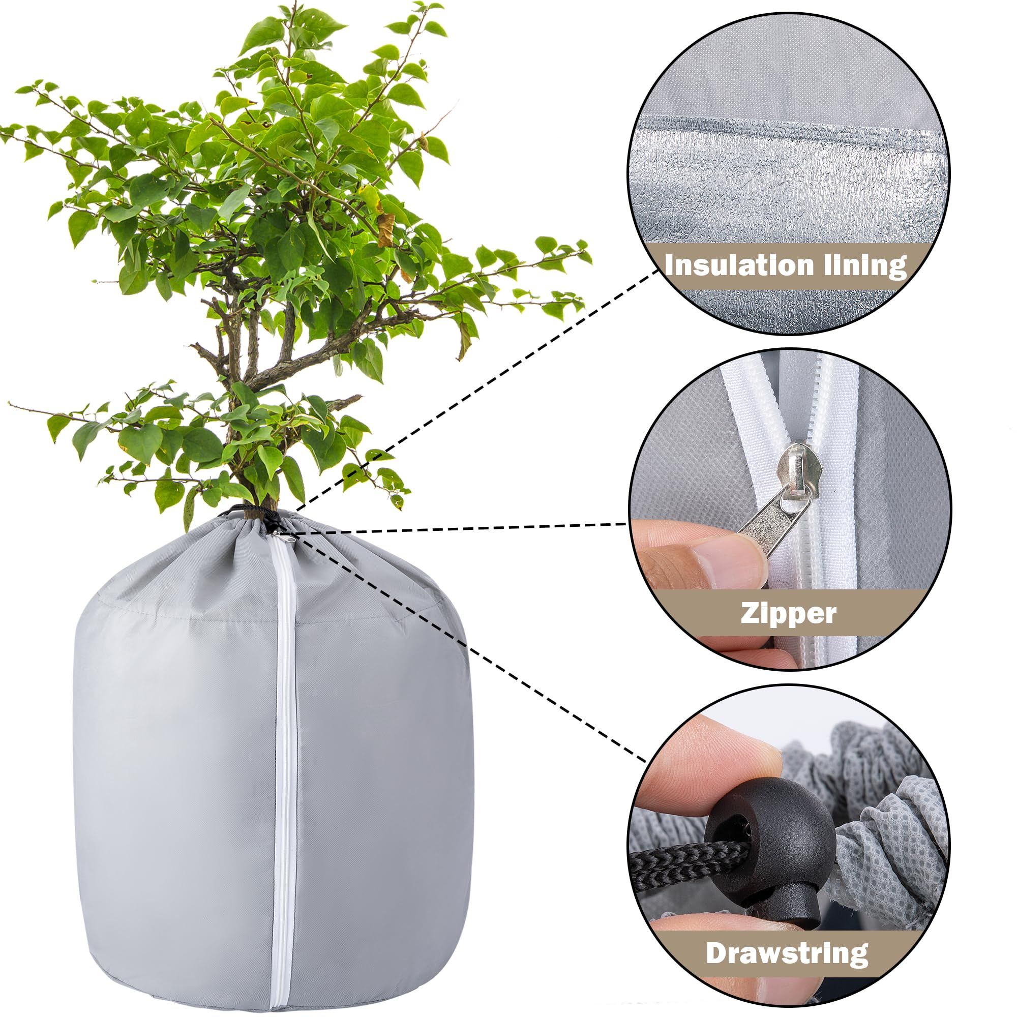 2Pcs Plant Winter Protection Pot - 45*50cm Flower Pot Protection Bag - Anti-Frost Winter Pot Plant Cover with Drawstring and Zipper for Winter Outdoor Fruit โ image 2