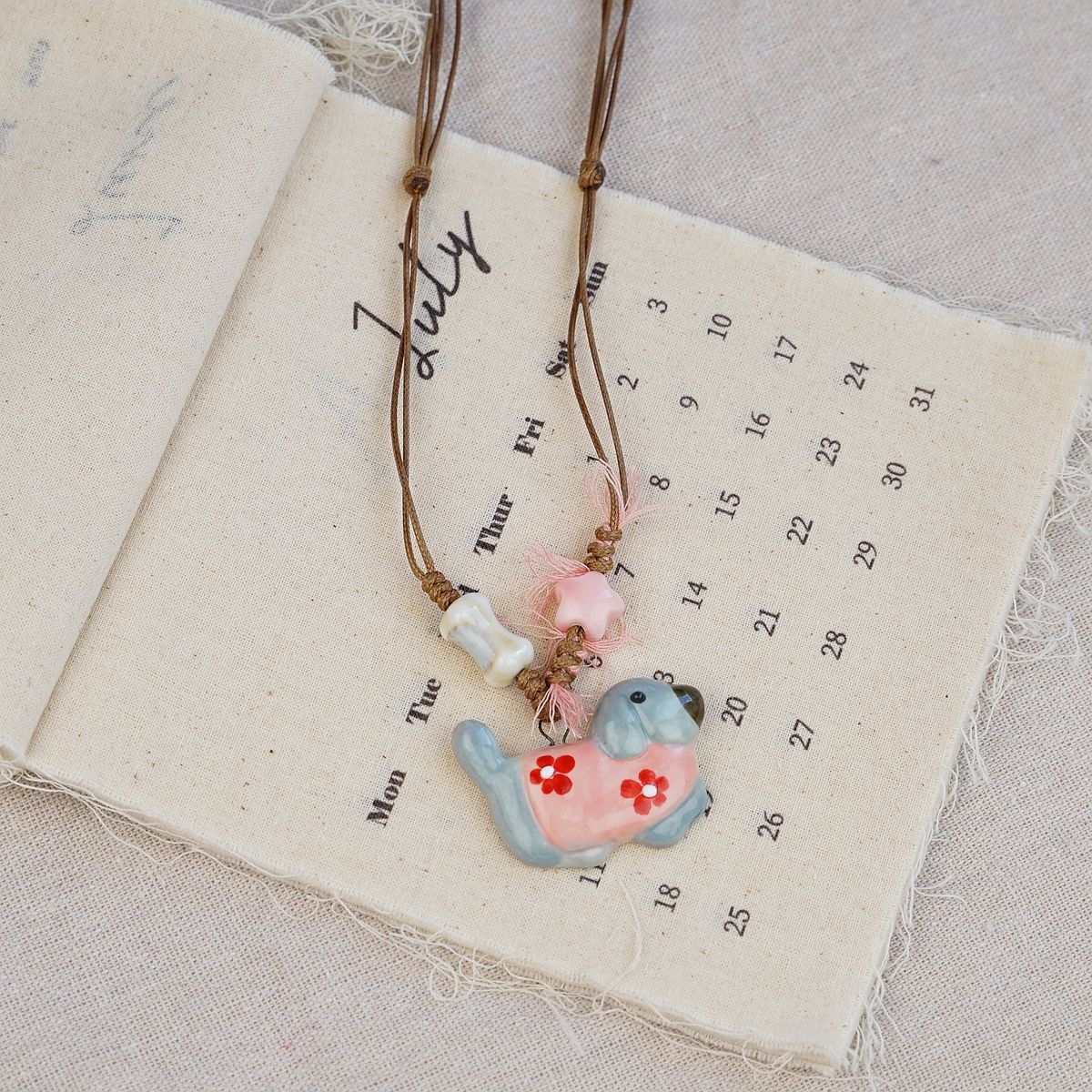 Random 4-Piece Set: Sweet & Fresh Ceramic Dachshund Dog Necklace - Cute Trendy Individual Puppy Pendant, Playful Creative Neckwear โ image 5