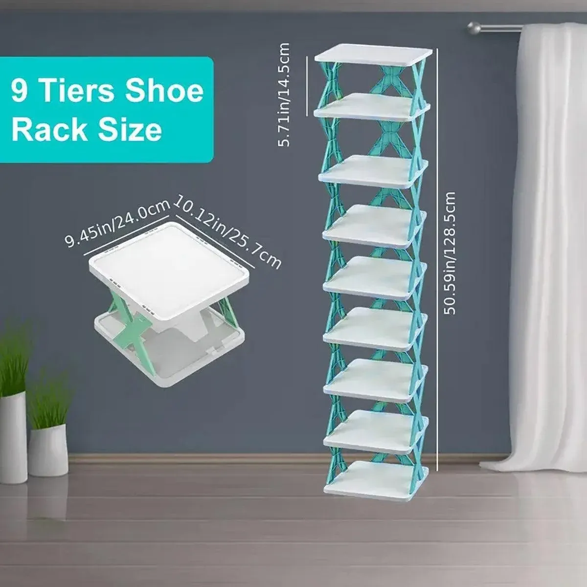Simple Shoe Rack Home Use Space Saving Clip Storage Organizer Cabinet Stand - Green โ image 4