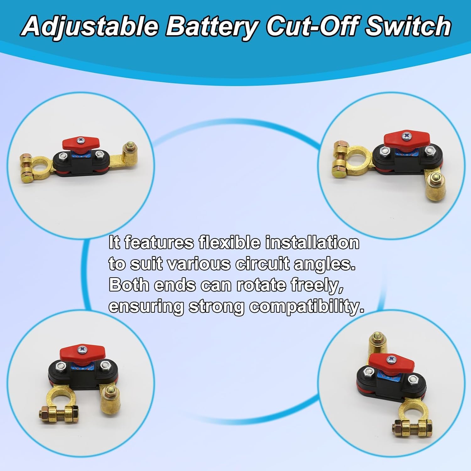 Car Battery Power Cut-off Switch Circuit Breaker, Adjustable Pure Copper Stable Transmission High Conductivity 12v-24v Disconnect Switch Smart Car Truck Boat — image 6