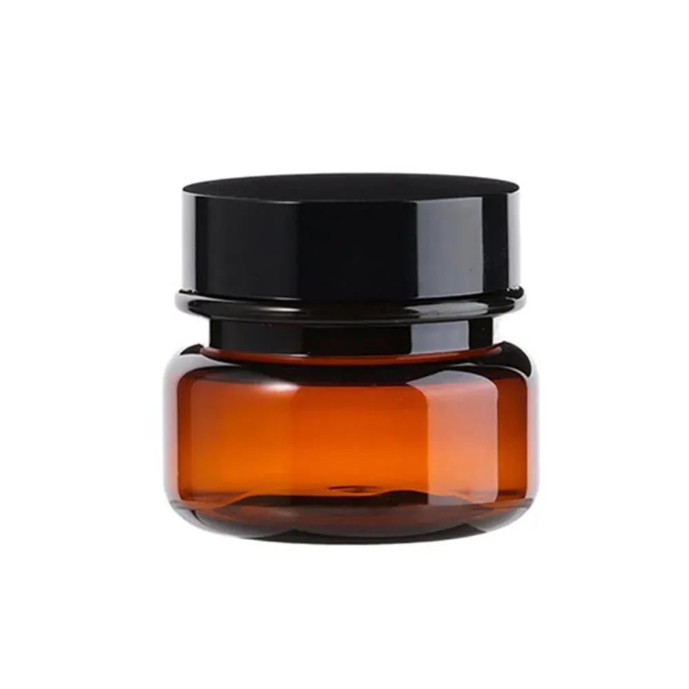 10pcs PET Plastic Cosmetic Bottles Refillable Travel Face Cream Containers - 60ml-Brown+White-Single