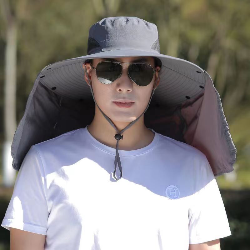 Women Wide Brim Face Mask Sun Hat Detachable Neck Face Flap Ponytail UV Protection Visor Hat Garden Fishing Hiking β image 2