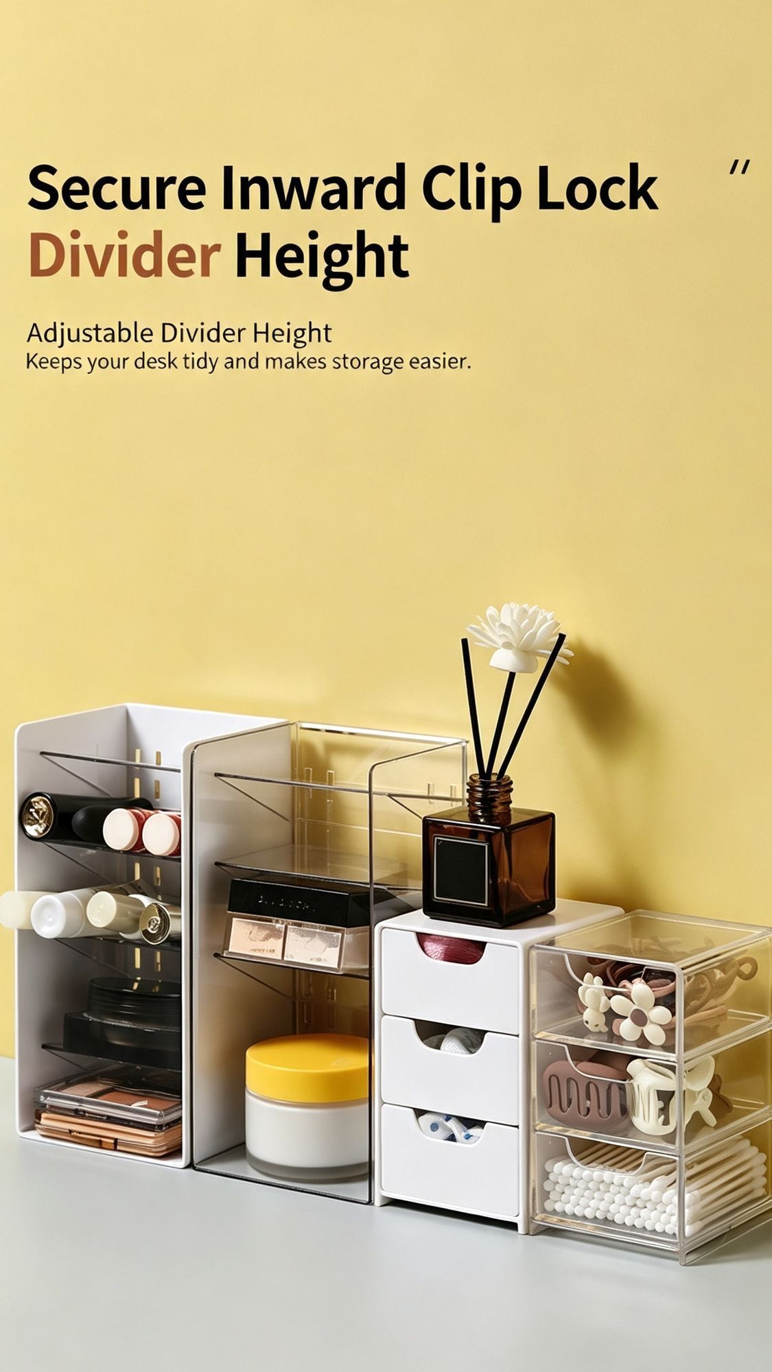 White Low U-Shaped Storage Box, Medium Size Acrylic Cosmetic Tray For Vanity — image 4