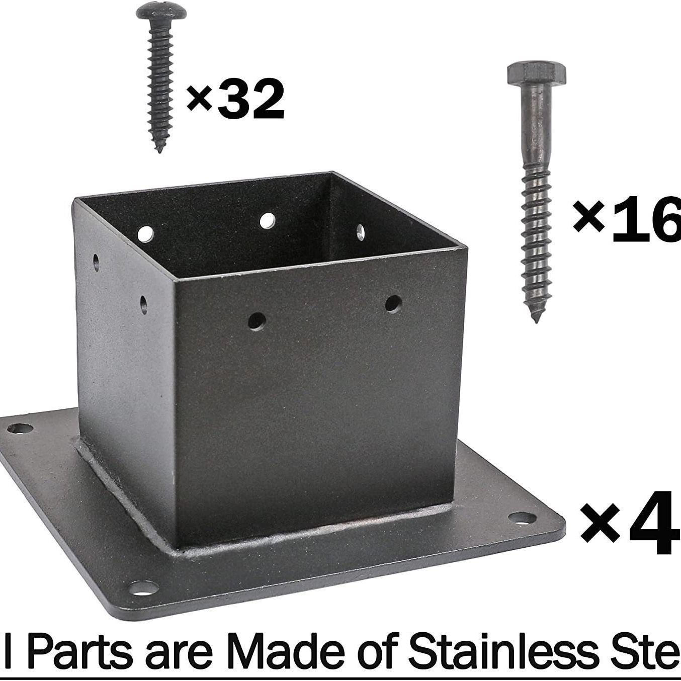 Post Stainless Steel Flange Anchor Base with Screws for Deck Railing,Black Finish (1 Pack)