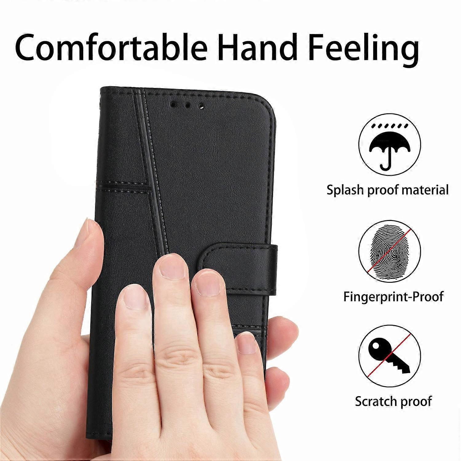 Stitched Calfskin Case for Redmi 14C 4G (FMY) Black_yux Black — image 5