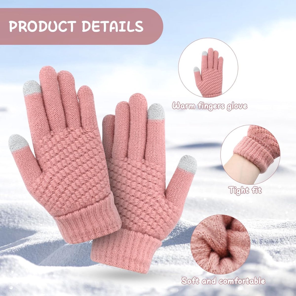 Women's Gloves - Glove - Touchscreen Gloves - Men's Gloves - Warm Gloves - Winter Gloves - Full Finger Knitted Gloves - Windproof Gloves - Splashproof Gloves — image 5