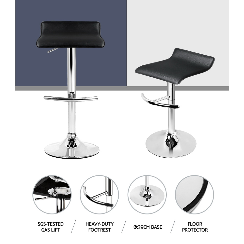 Artiss 2x Bar Stools Adjustable Gas Lift Chairs Black — image 5