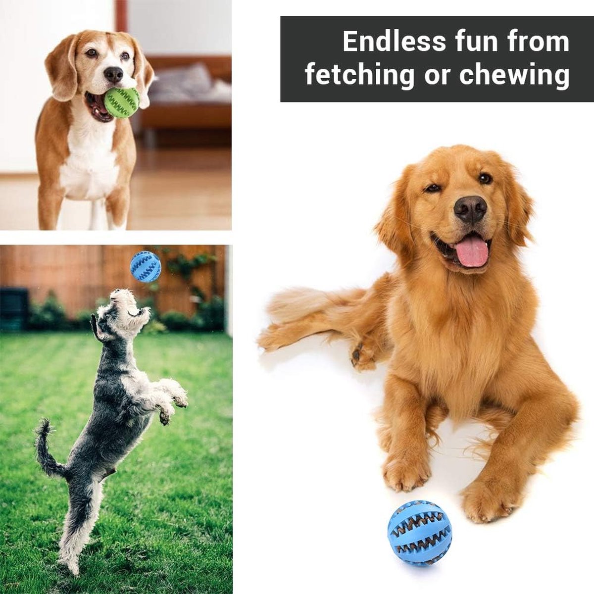 Dog Ball 5 Cm - 2 Pieces - Dog Toys - Dog Snack Ball - Dog Toys - Dog Chew Toy - Dog Toys - Dog Intelligence Toys - Green+Blue — image 3