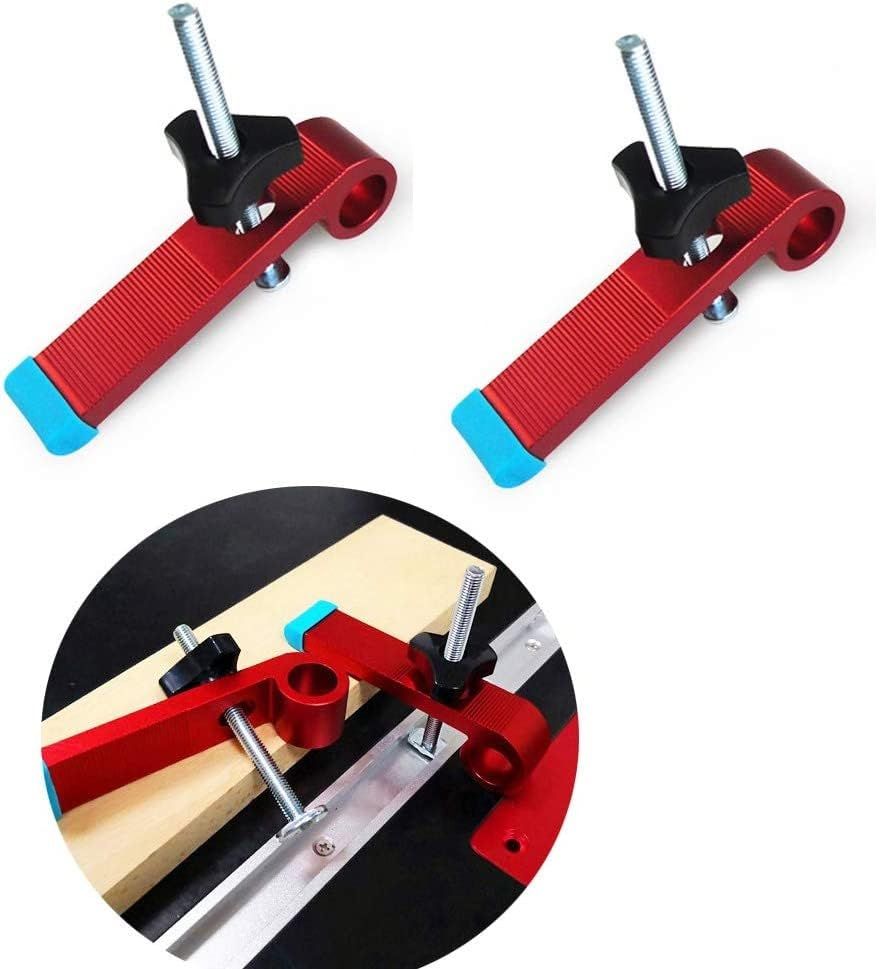 2 Pack T-Track Hold Down Clamps Kit,Woodworking tools Easy to install Adjustable Chute Aluminum Alloy Clamp Tool(19mm) — image 4