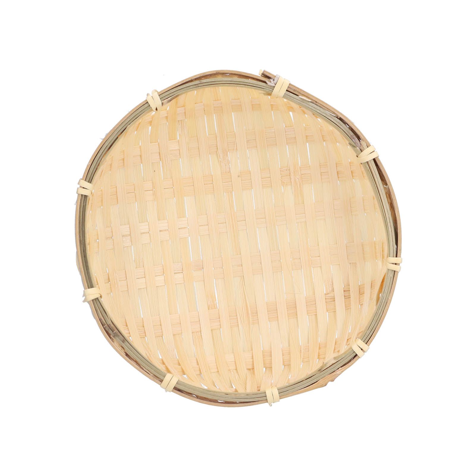 Fruit Basket Hand Woven Bamboo Mini Multifunctional Sturdy Serving Basket Tray for Living Room Kitchen 13 × 4cm