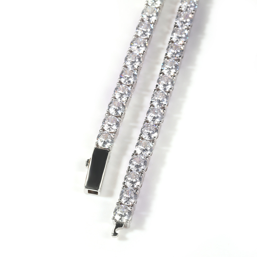 Silver Single-Row Zircon Bracelet – 4mm Wide, Brass Base with Secure Clasp, AAA+ Stones for Everyday Wear — image 2