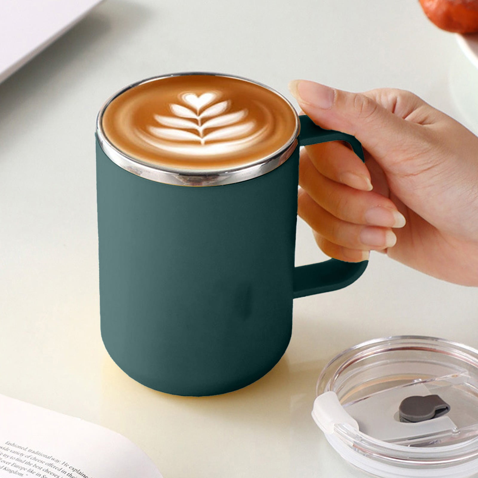 Insulated Coffee Mug with Handle & Lid - 17oz Stainless Steel Travel Tumbler, Double Wall Vacuum (Black) by 23_【Discounted】 Now at a Lower Price - Limited Time — image 2