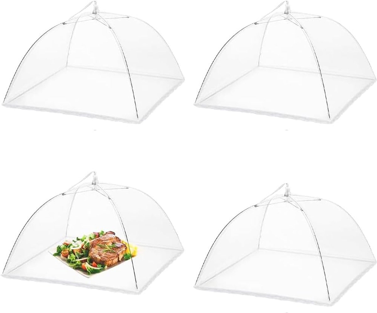 Fly Cover - 4 Pieces - Food Protection Covers - Fly Cover - Foldable - Pop-up Umbrella Net Tent - Cover - Mesh Material - Fly Protection - For Food, Fruit