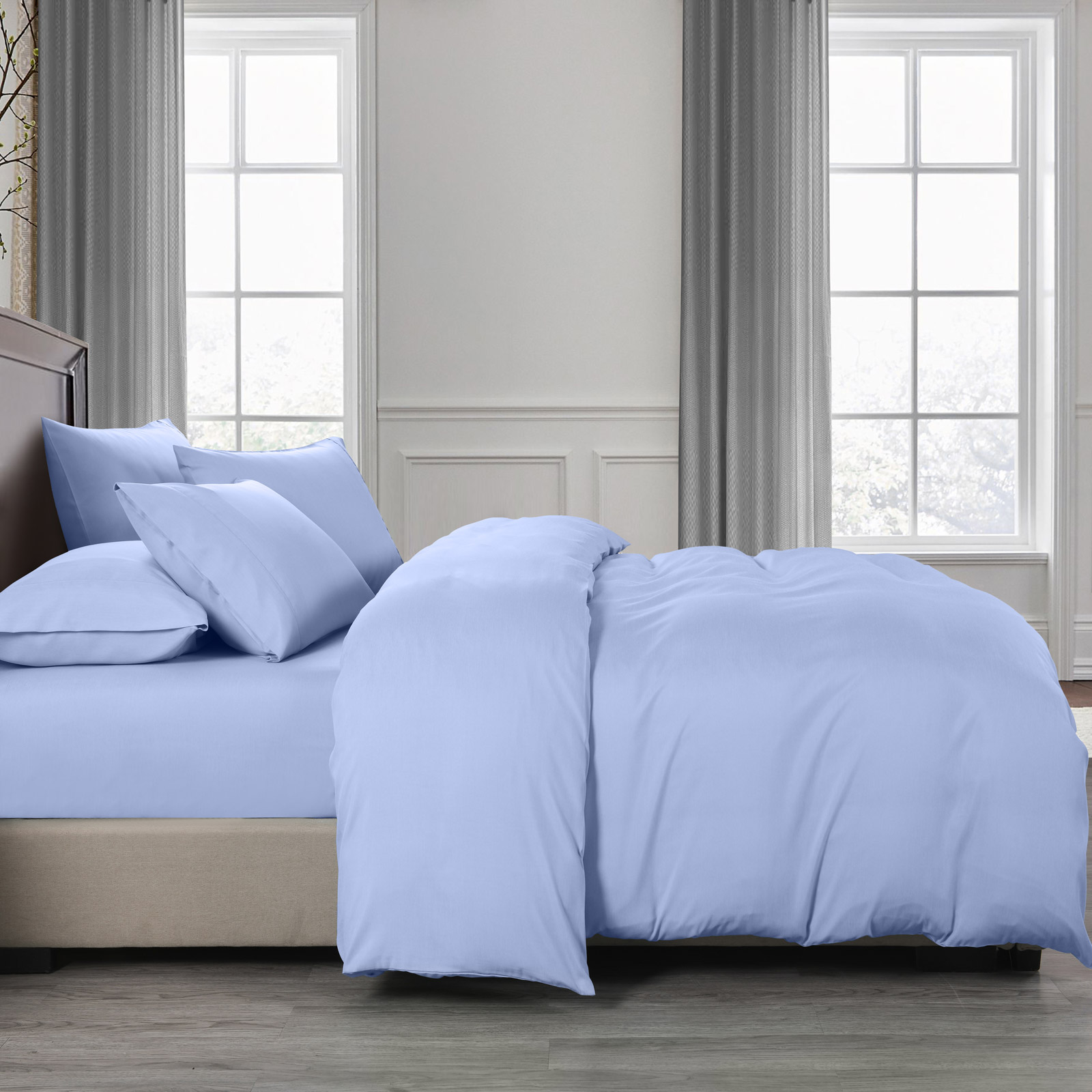 Royal Comfort 2000TC Quilt Cover Set Bamboo Cooling Hypoallergenic Breathable - King - Light Blue — image 3